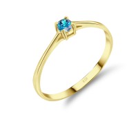 Gold Plate 3mm Blue Topaz CZ Ring CSR-150-3-GP